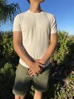 Nwt Buck Mason Men s Tee White Sand Venice Wash Slub Cotton Curved Hem T Shirt