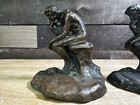 Vintage Pair Of Bronze Bookends    the Thinker    By W b Weidlich