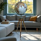 15  Big Modern Map Atlas World Globe With Wooden Tripod Stand Globe Floor Decor