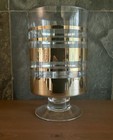 Glass Pedestal Ice Bucket Metallic Gold Bands Vintage Mcm 1960s Barware 6 
