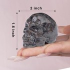 Ytbeoxk 2inch Flame Stone Crystal Carved Skull Statue 2x1 4x1 5 Inches  Gray