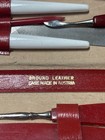 Vintage Manicure Set     Red Leather Zipper Case     16tools   Mirror     Australia