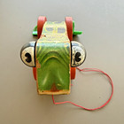 Fisher-price Jolly Jumper Frog 1956     Vintage Wood Pull Toy  450 Usa Works