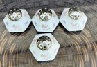 Vintage Hexagonal Salt And Pepper Shakers Floral Pattern Cork Stoppers Set Of 4
