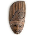 Pair Vintage Ghanaian Hand Carved Wood Masks Male   Female Ghana 1960s