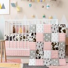 3 Piece Patchwork Western Crib Bedding Set For Boys Girls Cow Cactus Cowgirls