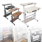 Rolling Laptop Desk Office Computer Table Stand Up Workstation Adjustable Height