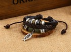 Multilayer Leather Bracelet Handmade Men Women Wristband Bangle Metal Buckles