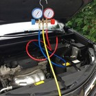 A c Hvac Diagnostic Service Manifold Gauges Set Of 3 Color Hoses For Refrigerant