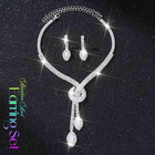 Silver Rhinestone Bridal Wedding Jewelry Set Crystal Necklace Earrings Sets Form