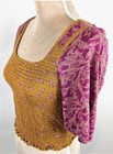 Free People Womens Top Gold Pink Floral Crop Floral Golden Combo Size Large New 