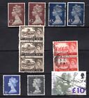 Gb Uk 1880-1950s Collection Of 37 Stamps Mostly Shilling   Pound Values