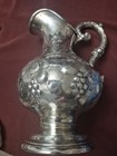Silver Plate Repousse Ornate Detailed Grape Vine Water Pitcher