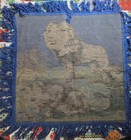 Vintage 1970s Lion Wall Art Tapestry 18   18 Velvety Fabric