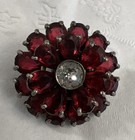 Art Deco Sterling Silver   Crystal Flower Clip Or Enhancer - Ruby Red - Splendid