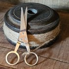 Wooden Spool With Twine And Scissors Tabletop Decor Country Rustic Primitive 