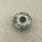 Antique Vintage Hair Receiver Hand Painted Purple  gold green Floral Porcelain