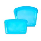 Snappack Reusable Snack   Sandwich Bags  2-pack  100  Pure Platinum Ocean Blue