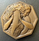 Antique Pierre Turin Art Deco Corucopia Lady Steamship Alsatian Bronze Medal
