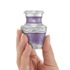 Keepsake Cremation Urn For Human Ashes  Lavender And Silver With Velvet Case