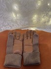 Vintage Brown Leather Knit Cuff Gloves