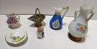 6 Vtg antique Dollhouse Miniature Ceramic Vase Plate Occupied Japan Brass Lot