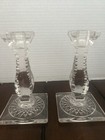 Edwardian Fry Co   Colonial Candleholders Elegant Vintage Crystal Clear Glass 2 