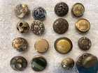 Lot Of 12 Antique Victorian Small Gold Metal Unique Shank Sewing Buttons