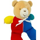 Vintage Eden Plush Bear Waffle Thermal Knit Red Blue Primary Color Block 12 