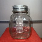 Vintage Ribbed Glass Refrigerator Water Bottle Aluminum Cap  Glass Cap
