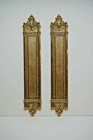 Pair Of 2  Brass Architectural Door Hardware  398  Push Plate Victorian Gothic