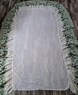 Vtg Twin Bed Skirt White Hibiscus Floral Green Leaves Lattice Cottage Farmhouse