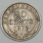 1912 Canada Newfoundland King George V Silver Twenty Cents Extra Fine
