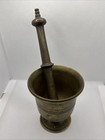 Antique Heavy Solid Brass Mortar   Pestle Pharmacy Apothecary 4 Pounds