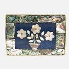 Vintage Mexico Alpaca Abalone Shell Inlay Trinket Box 2 5 3 5 1