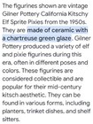 Gilner Mcm 1950s Pixie Elves Green Glazed Ceramic Secret Garden Fairy Figurines
