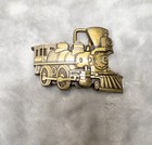 Vintage 1980   s Brass Locomotive Belt Buckle Western Railroad Steam Engine