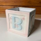 Vintage Alphabet Block Planter   Ceramic Nursery Decor   Abcd   Baby Shower Gift