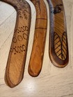 3 Vtg Wooden Genuine Aboriginal  Australian Boomerangs Hand Etched L  2 Signed