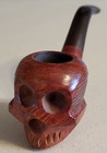 Vintage Skull Carved Briar Tobacco Pipe  Estate Find 