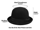 Wool Derby Hat Round Cloche Hat For Men And Women Upturn Church Hat  s m  Black