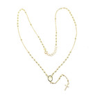 18k Yellow Gold Thin Rosary Necklace Miraculous Mary Medal Jesus Cross 2mm Balls