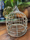 Vintage Metal Beehive Shaped Wire Birdcage Round Bird Cage Fabulous Patina
