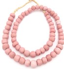 12mm Ghana Handmade Opaque Pink Krobo Recycled Glass African Trade Beads-ghana