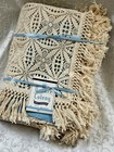 Vtg Quaker 9021 Ivory Cotton Lace Bedspread Coverlet Double 96  X 114  Nos