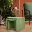 Modern Channel Tufted Velvet Ottoman Home Decor For Living Room   Bedroom Green