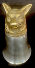 3 Mid-century Silver Plated Stirrup Cups With Gilded   Brass Fox Heads