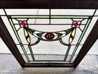 Beautiful 1920 s Bungalow Style Stained Leaded Glass Window 34  X 28 