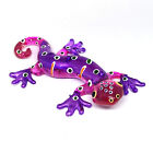 Blown Glass Purple Gecko Figurine Lampwork Art Collectible Miniature Handmade