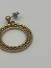 Gold Tone Openwork Filigree Circle Dangle Earrings Vintage Style Pierced 